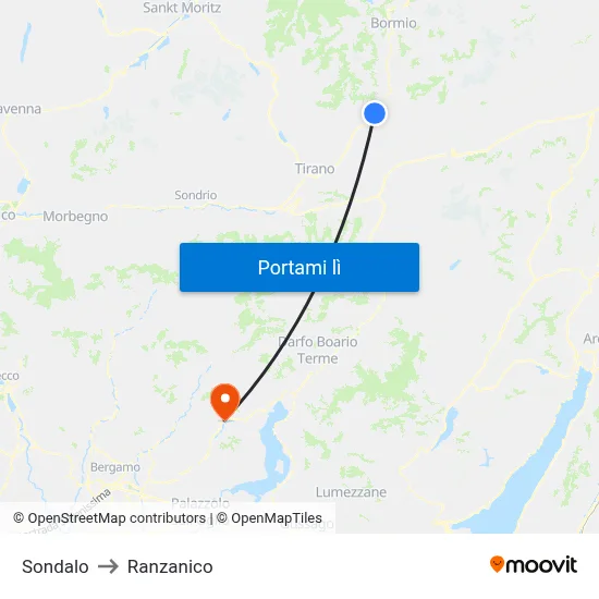 Sondalo to Ranzanico map