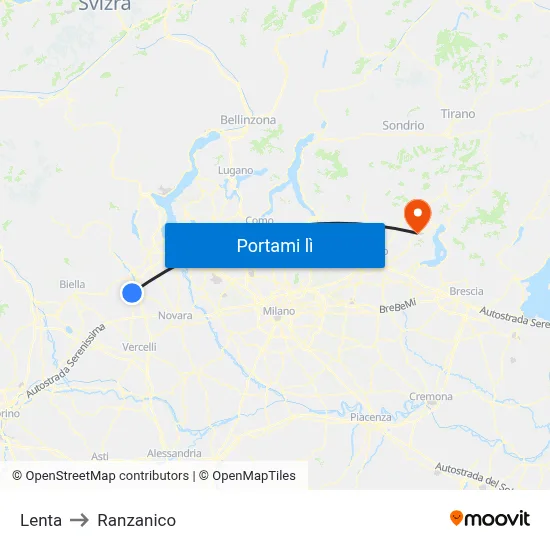 Lenta to Ranzanico map