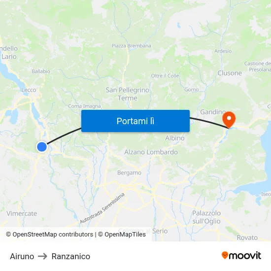 Airuno to Ranzanico map