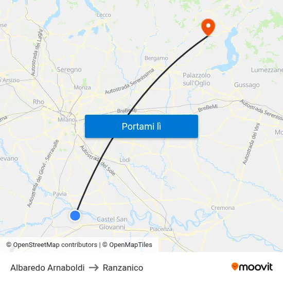 Albaredo Arnaboldi to Ranzanico map