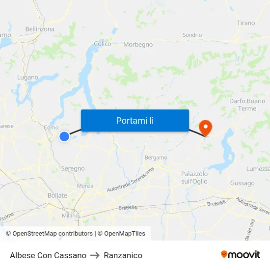 Albese Con Cassano to Ranzanico map