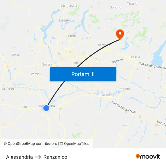 Alessandria to Ranzanico map
