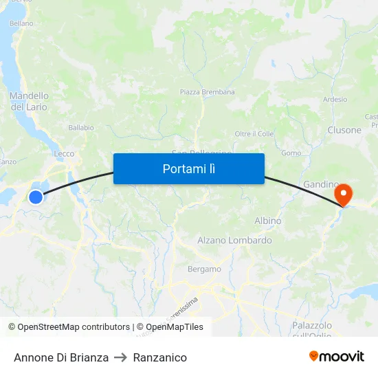 Annone Di Brianza to Ranzanico map
