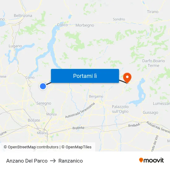 Anzano Del Parco to Ranzanico map
