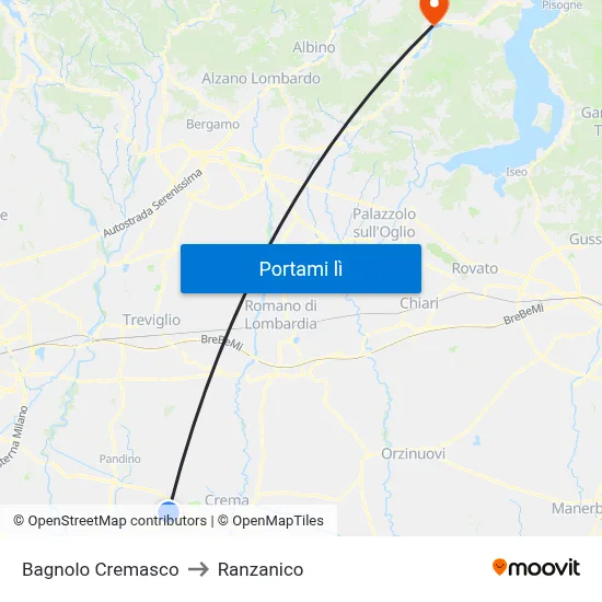 Bagnolo Cremasco to Ranzanico map