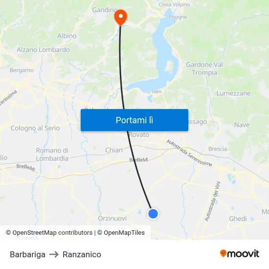 Barbariga to Ranzanico map