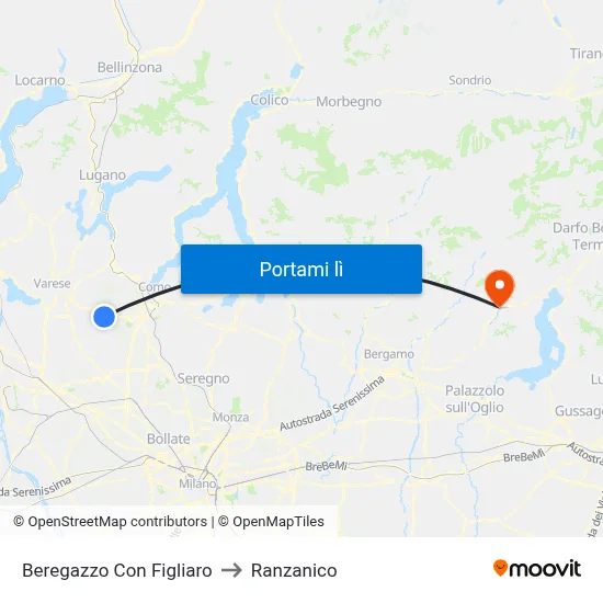 Beregazzo Con Figliaro to Ranzanico map
