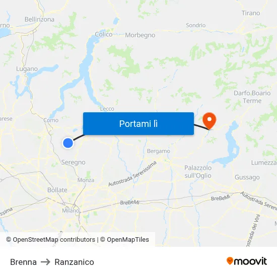 Brenna to Ranzanico map