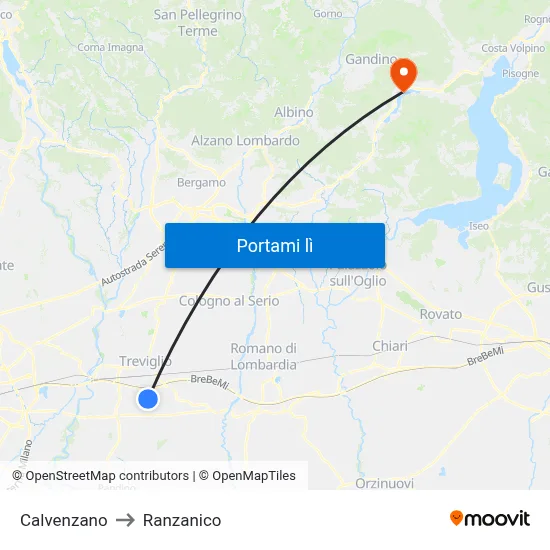 Calvenzano to Ranzanico map