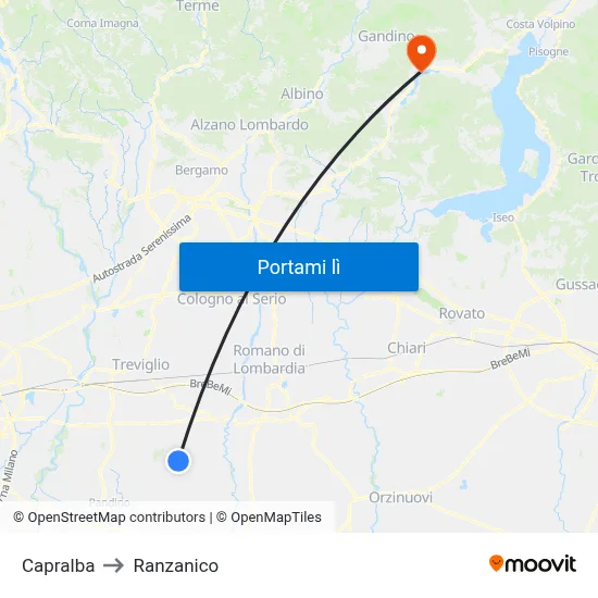 Capralba to Ranzanico map