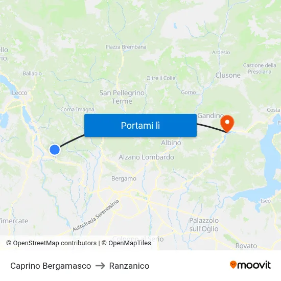 Caprino Bergamasco to Ranzanico map