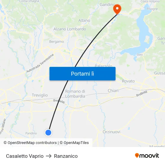 Casaletto Vaprio to Ranzanico map