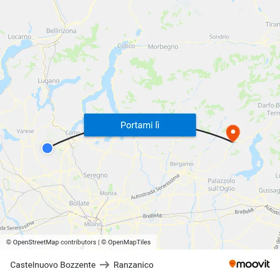Castelnuovo Bozzente to Ranzanico map