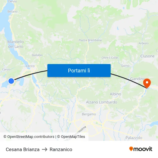 Cesana Brianza to Ranzanico map
