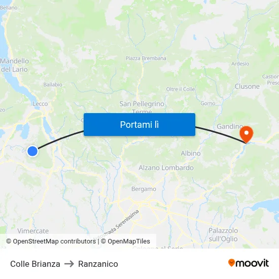 Colle Brianza to Ranzanico map