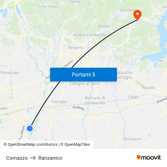 Comazzo to Ranzanico map