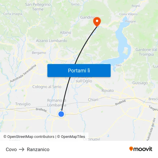 Covo to Ranzanico map