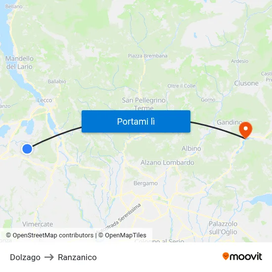 Dolzago to Ranzanico map