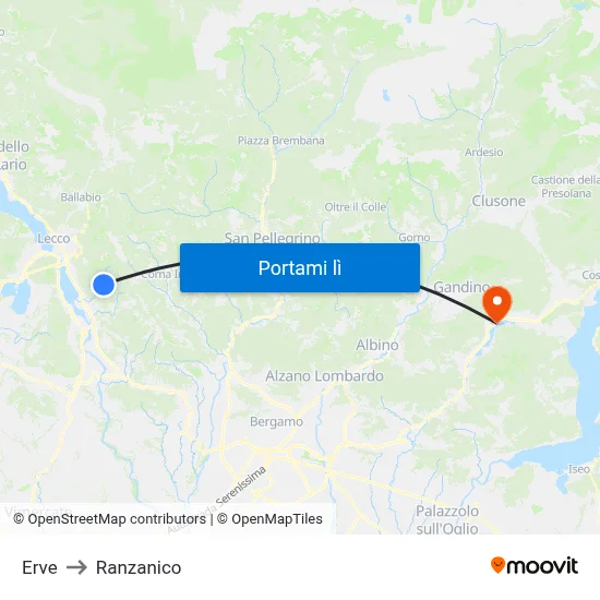 Erve to Ranzanico map