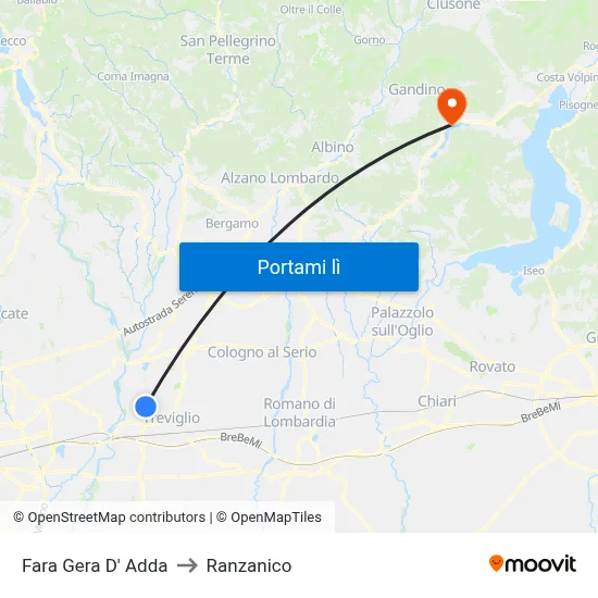 Fara Gera D' Adda to Ranzanico map