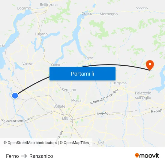 Ferno to Ranzanico map