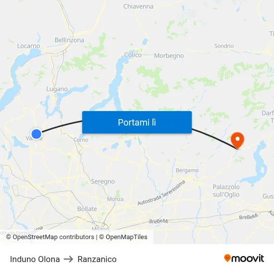 Induno Olona to Ranzanico map