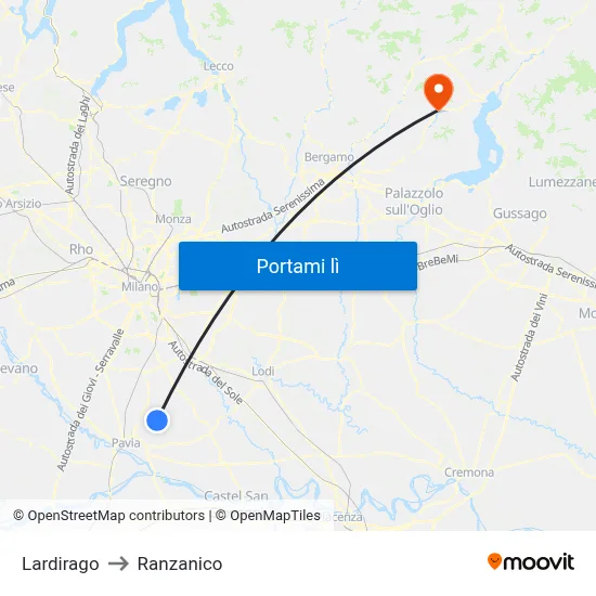 Lardirago to Ranzanico map