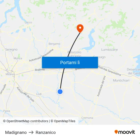 Madignano to Ranzanico map