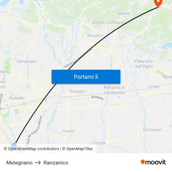 Melegnano to Ranzanico map