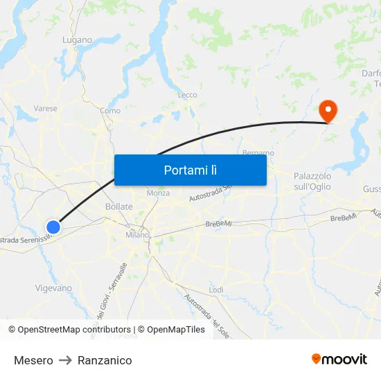 Mesero to Ranzanico map