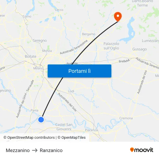 Mezzanino to Ranzanico map