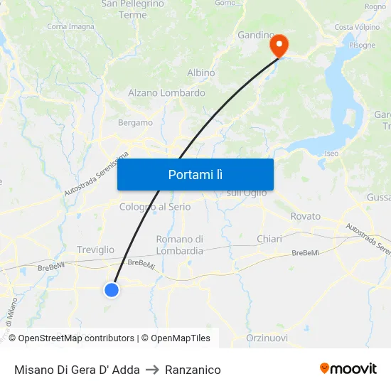 Misano Di Gera D' Adda to Ranzanico map
