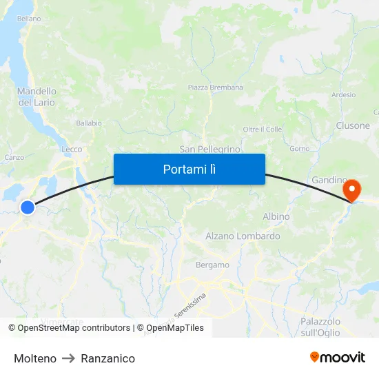Molteno to Ranzanico map