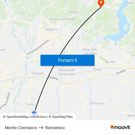 Monte Cremasco to Ranzanico map