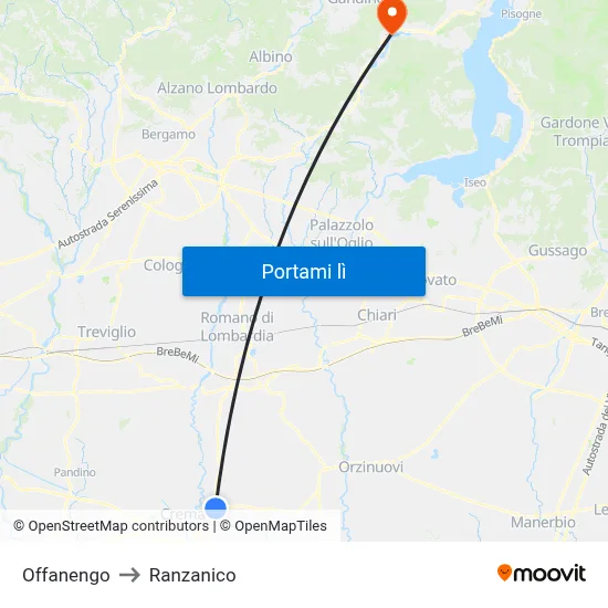 Offanengo to Ranzanico map