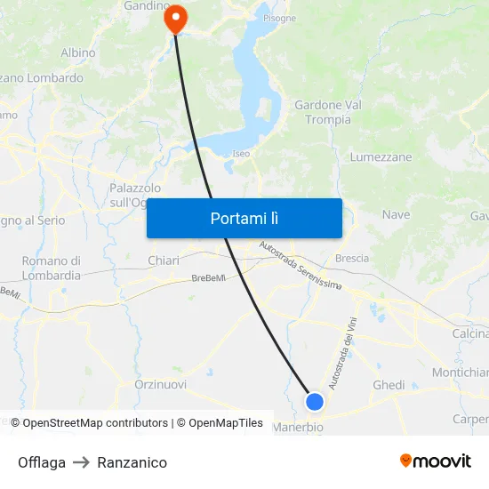 Offlaga to Ranzanico map