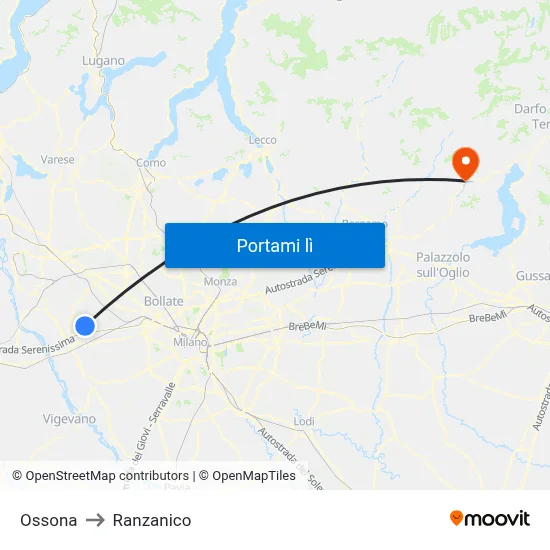 Ossona to Ranzanico map