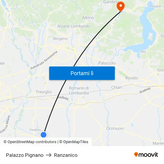 Palazzo Pignano to Ranzanico map