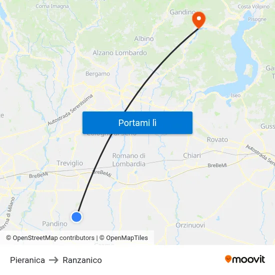 Pieranica to Ranzanico map