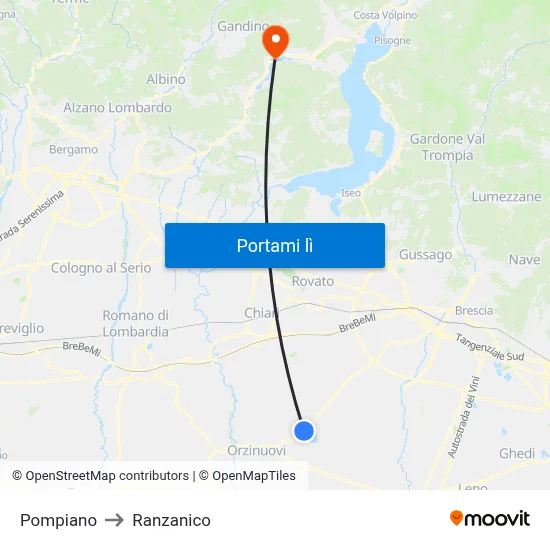 Pompiano to Ranzanico map