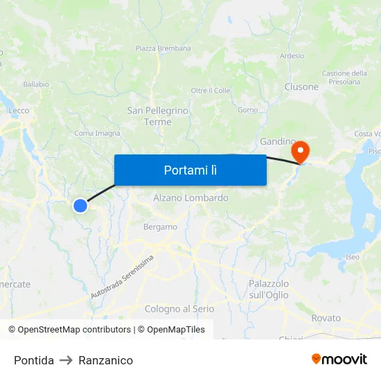 Pontida to Ranzanico map