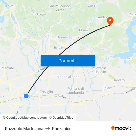 Pozzuolo Martesana to Ranzanico map