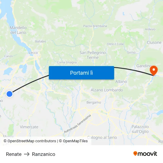Renate to Ranzanico map