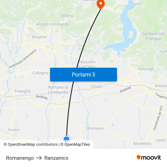Romanengo to Ranzanico map