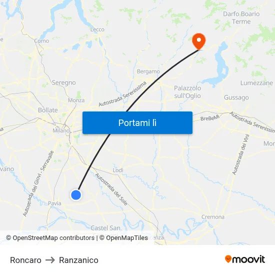 Roncaro to Ranzanico map