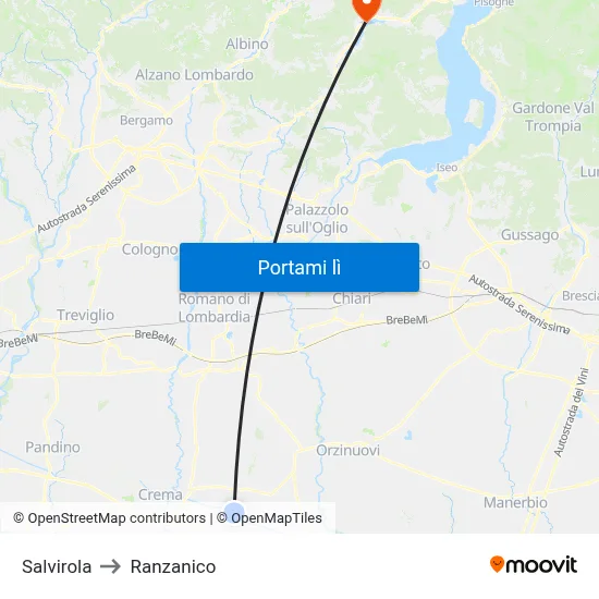 Salvirola to Ranzanico map