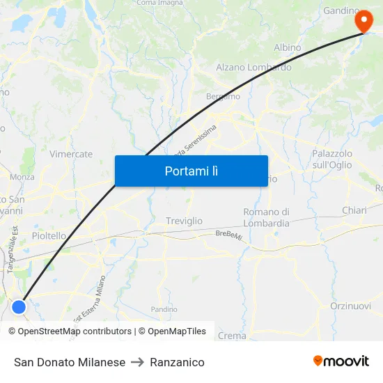 San Donato Milanese to Ranzanico map