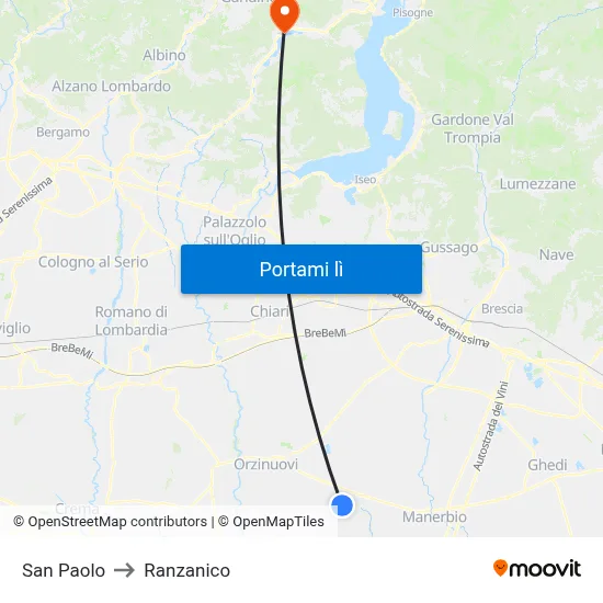 San Paolo to Ranzanico map