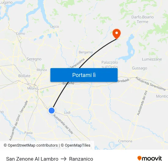 San Zenone Al Lambro to Ranzanico map