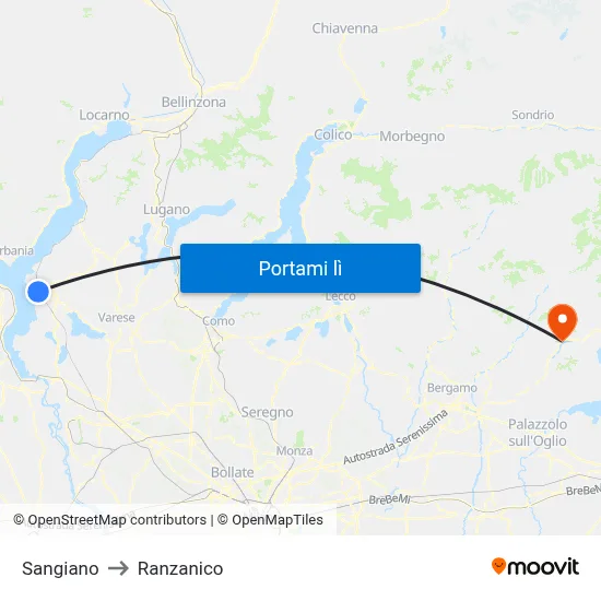 Sangiano to Ranzanico map